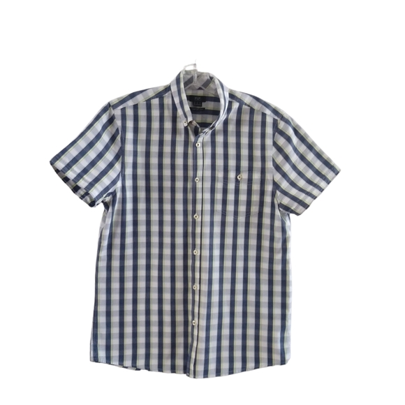 F&F Cotton Navy Checked Shirt - Size M - Picture 1 of 6